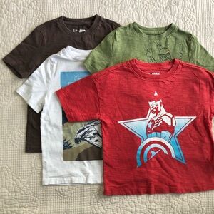 GAP Toddler Red Brown Green White Marvel Star Wars Kids T-Shirt Set of 4  XS